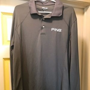 Gray Polyester PING Performance Long Sleeved Shirt